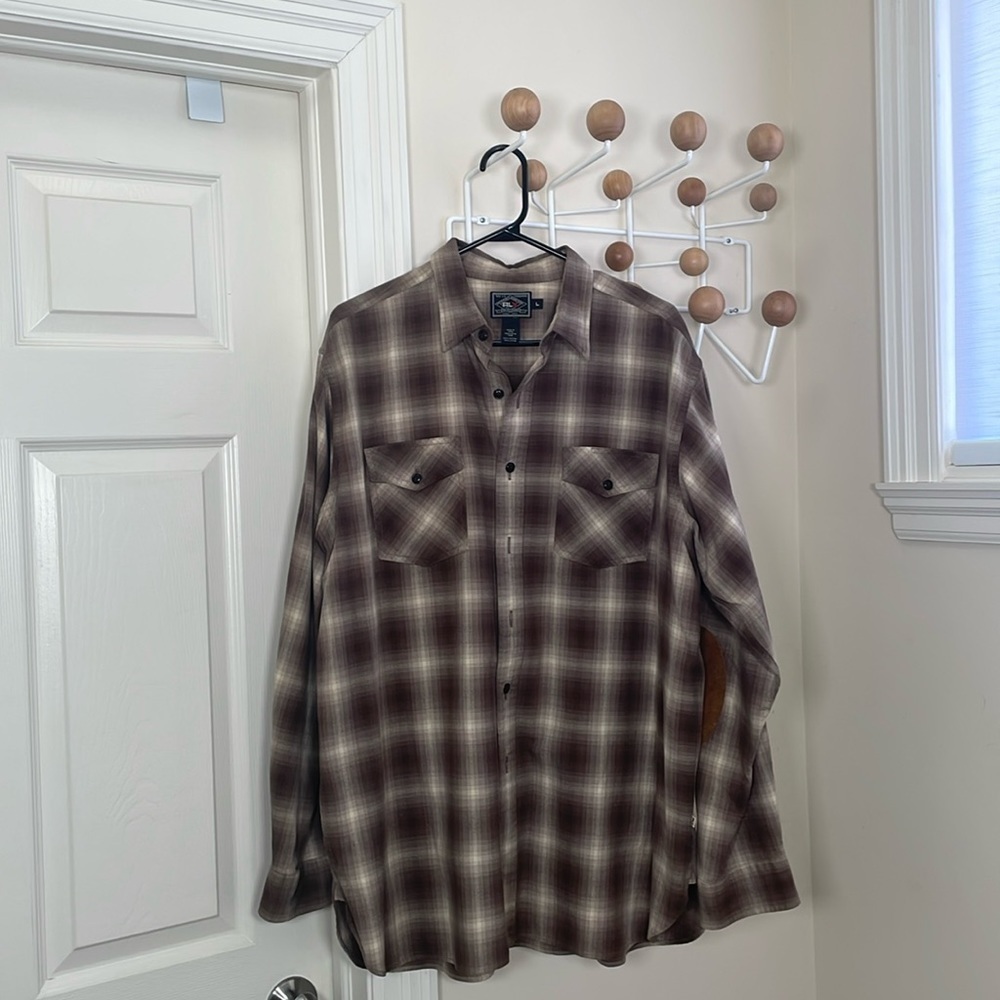 Ralph Lauren Outdoor RLX Long Sleeve Plaid Button Down Shirt Brown Beige - Large